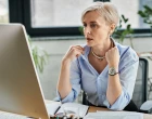 Middle-aged businesswoman with short hair