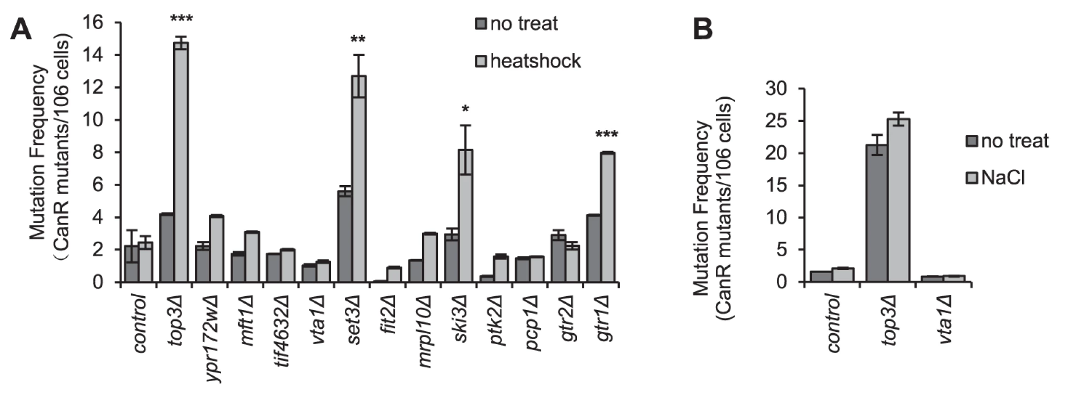 Stress-induced mutation rate in strains with SG defects.