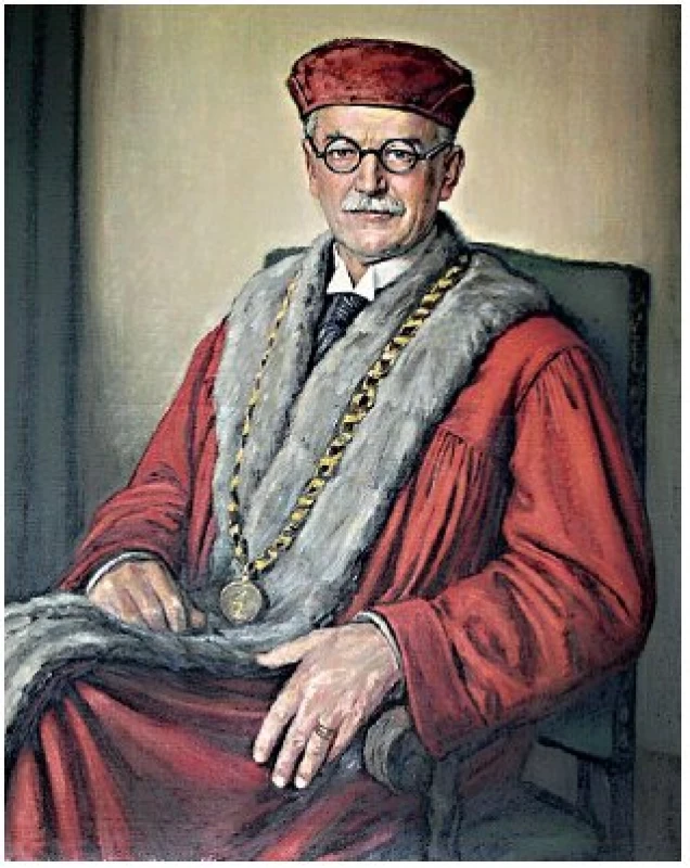 Obraz prof. Weignera po zvolení rektorem (akademický malíř Viktor Stretti 1938)