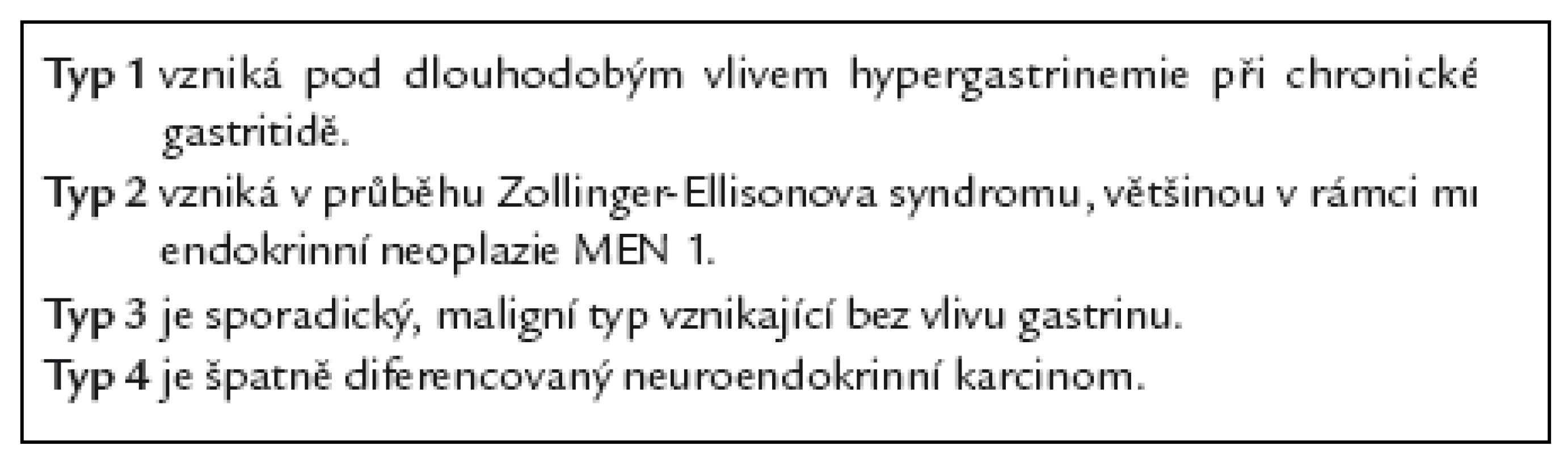 Typy žaludečních neuroendokrinních tumorů – přehled.