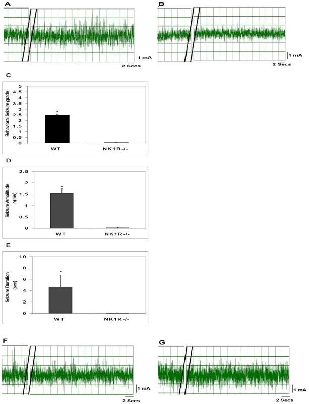 Effect of deletion of the NK1R gene or the SP gene in mice on granuloma extract-induced seizure activity.