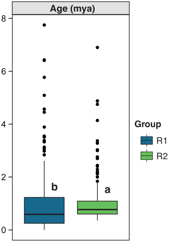 Age of the TE subfamilies included in groups R1 and R2 <em class="ref">[22]</em>.