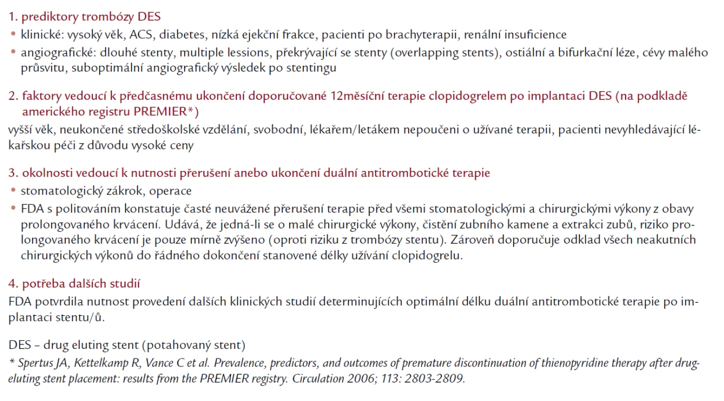 Hlavní závěry meetingu FDA z prosince roku 2006.