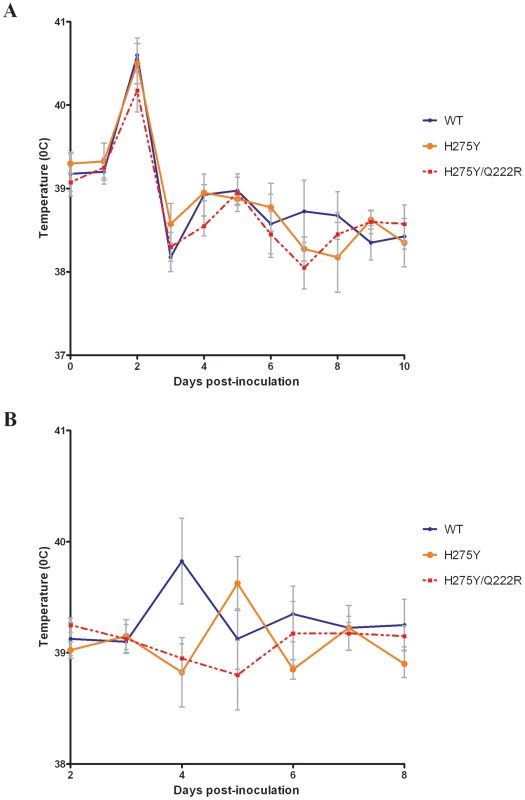 Body temperatures of infected and contact ferrets.