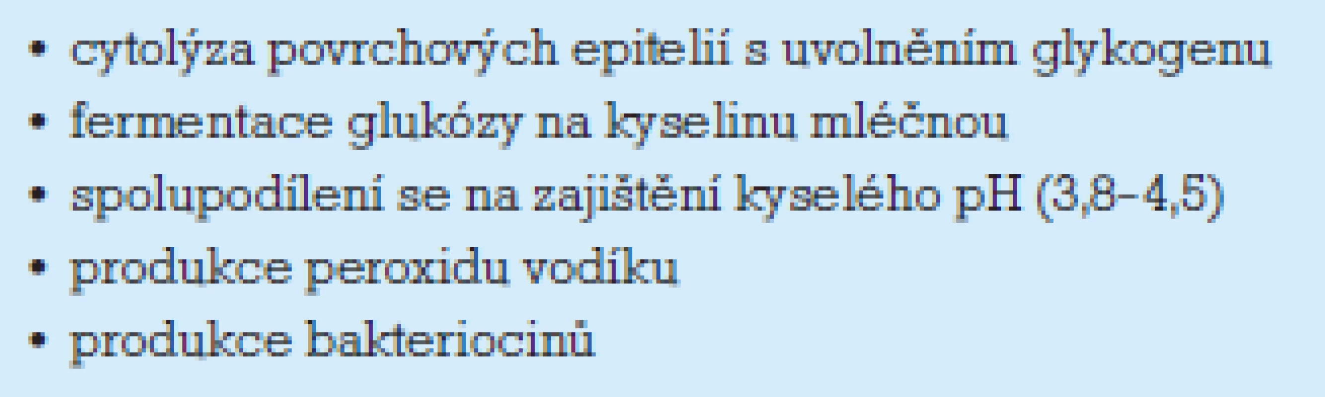Důsledky aktivity acidofilního laktobacilu v pochvě [5].