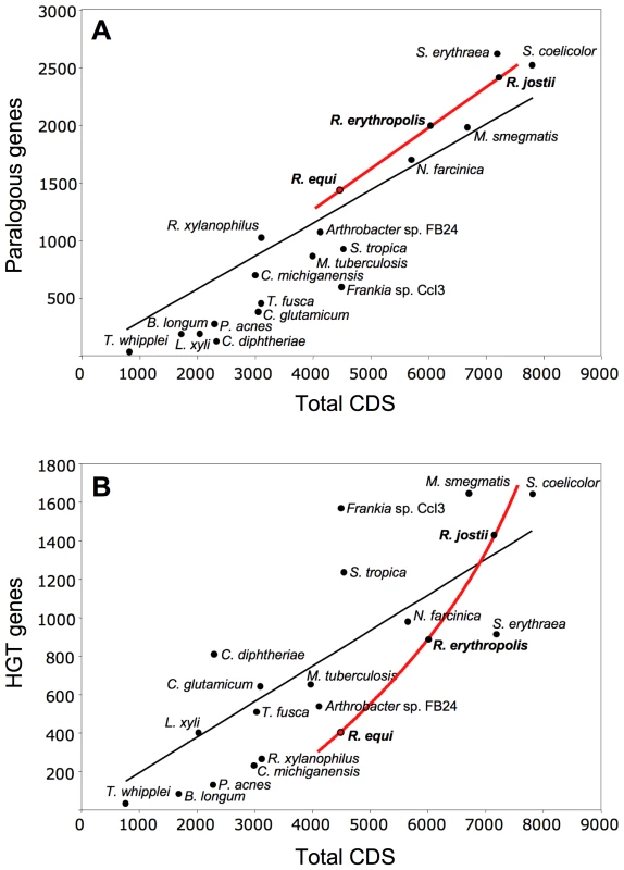 Role of gene duplication and horizontal gene transfer (HGT) in rhodococcal genome evolution.