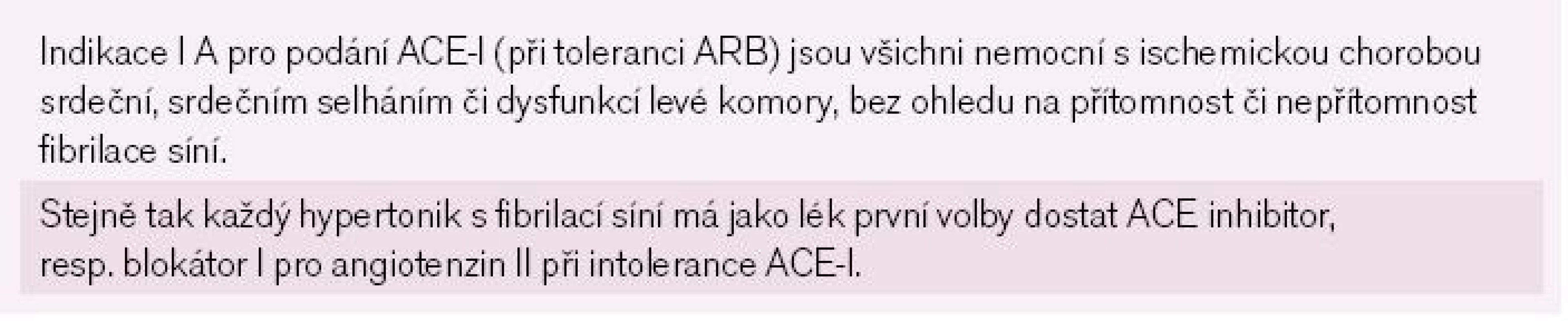 Shrnutí: použití ACE-I/ARB pro upstream léčbu.