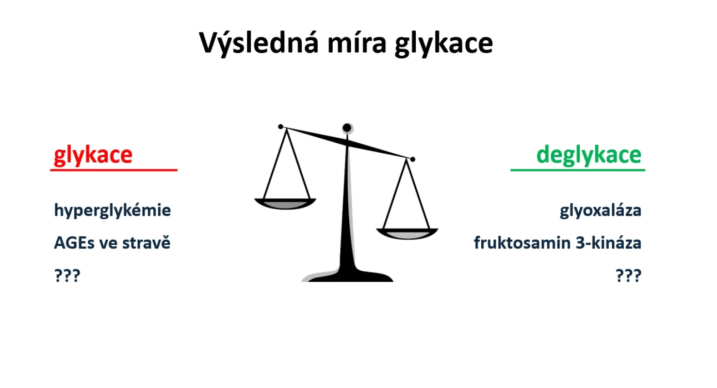 Výsledná míra glykace daná interakcí proglykačních a deglykačních procesů