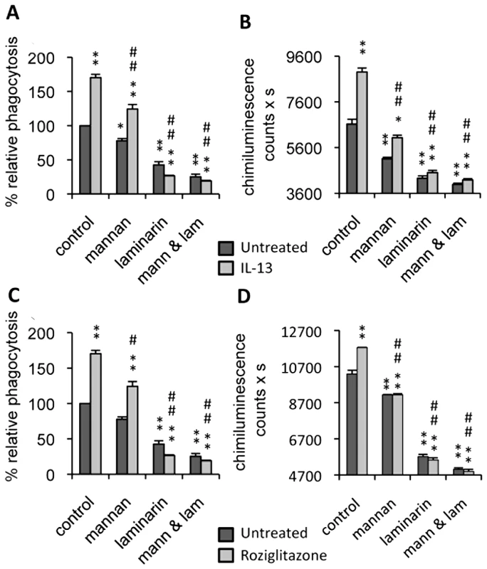 Dectin-1 and the Mannose Receptor are implicated in antifungal functions of macrophages treated with IL-13 or PPARγ ligand.