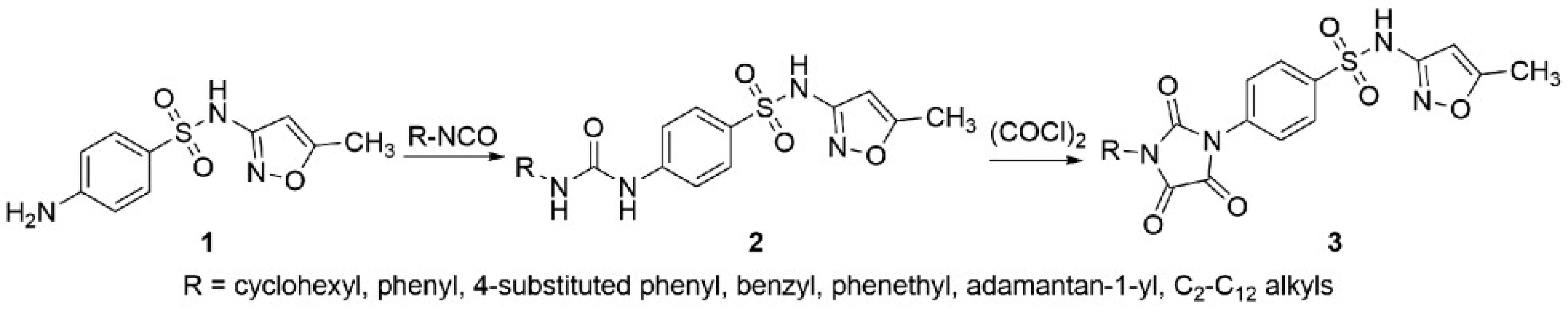 Synthesis of sulfamethoxazole derivatives 2 and 3