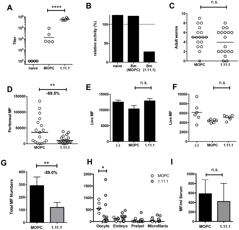 <i>In vivo Bm</i>-TPI blockade reduced microfilarial production by adult females.