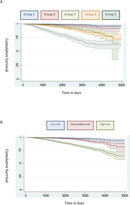 Survival stratified by risk group in the testing set.