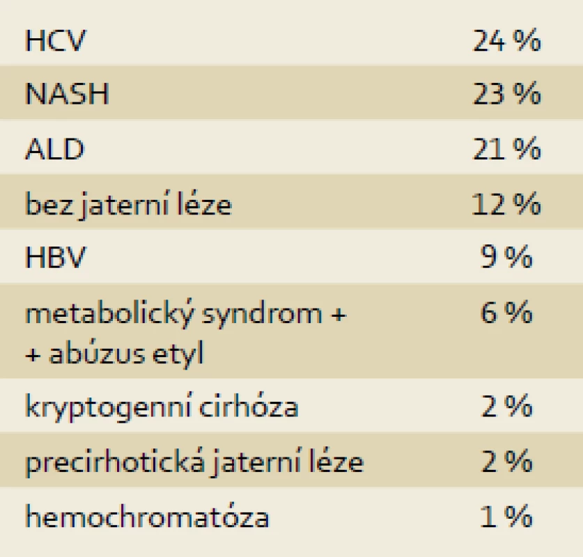 Rozložení dle etiologie (n = 96).
Tab. 1. The distribution according to etiology (n = 96).
