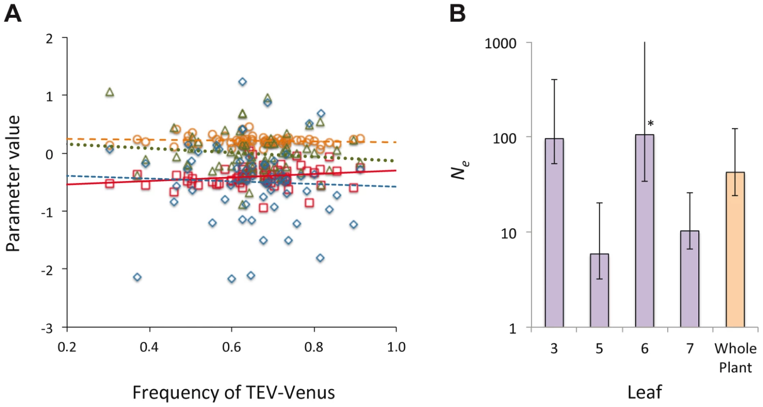 The distribution of genotypic frequencies within cells and estimates of effective population size (<i>N<sub>e</sub></i>).