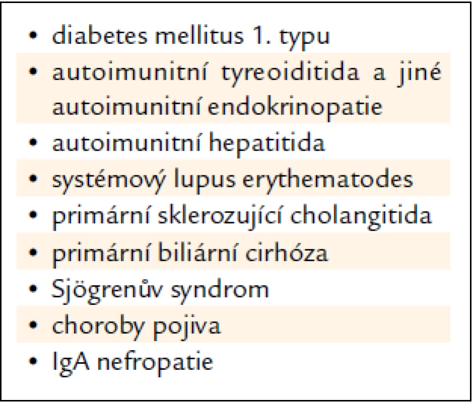 Cílený screening celiakie – cílová skupina: přidružené autoimunitní choroby.