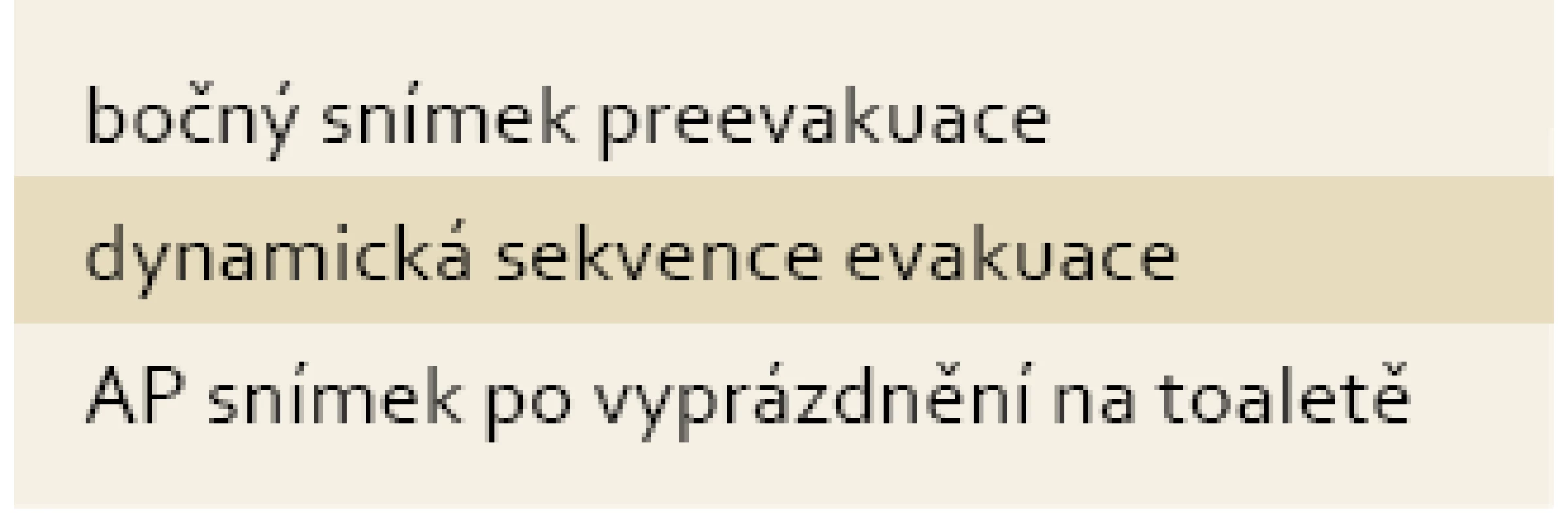 Technika vyšetření.
Tab. 3. Investigation proceeding.