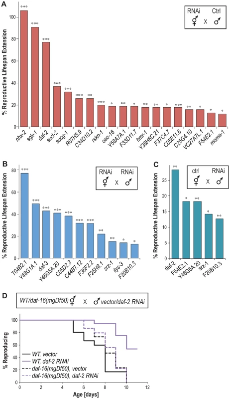 Reproductive longevity extending effects in mated animals.