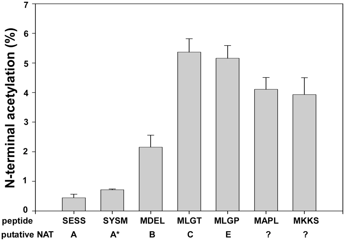 NAT-activity of recombinant hNaa60p towards synthetic N-terminal oligopeptides.