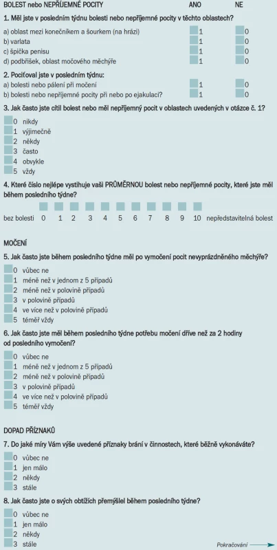 Dotazník NIH - Chronic Symptom Index (NIH - CPSI).