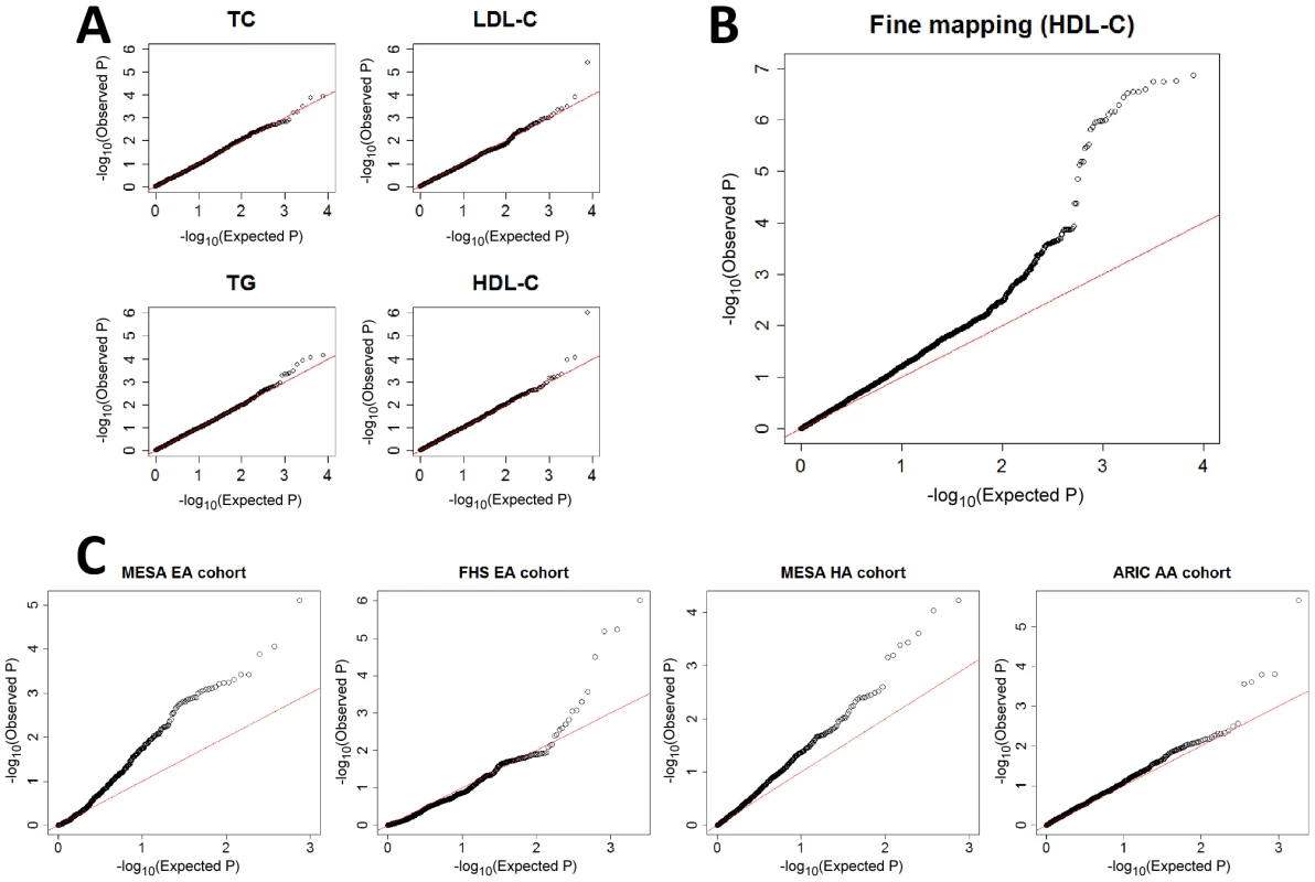 QQ plots for gene–gene interaction tests.