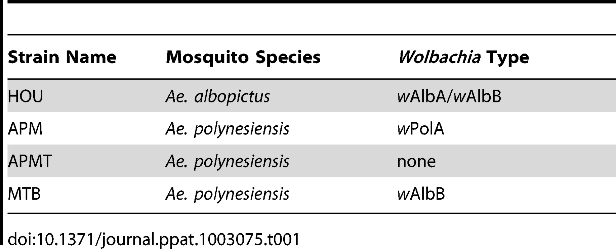 Mosquito strains.