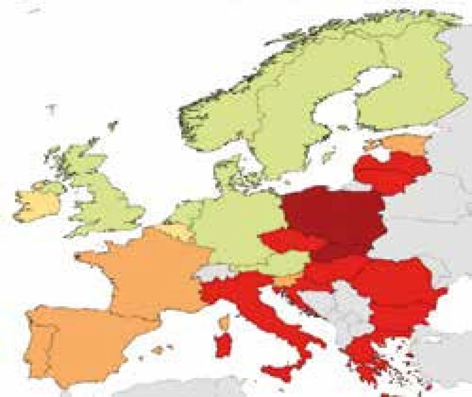 Klebsiella pneumoniae, ČR 2015, kombinovaná rezistence CEF III, FQ, AG 41,5 %