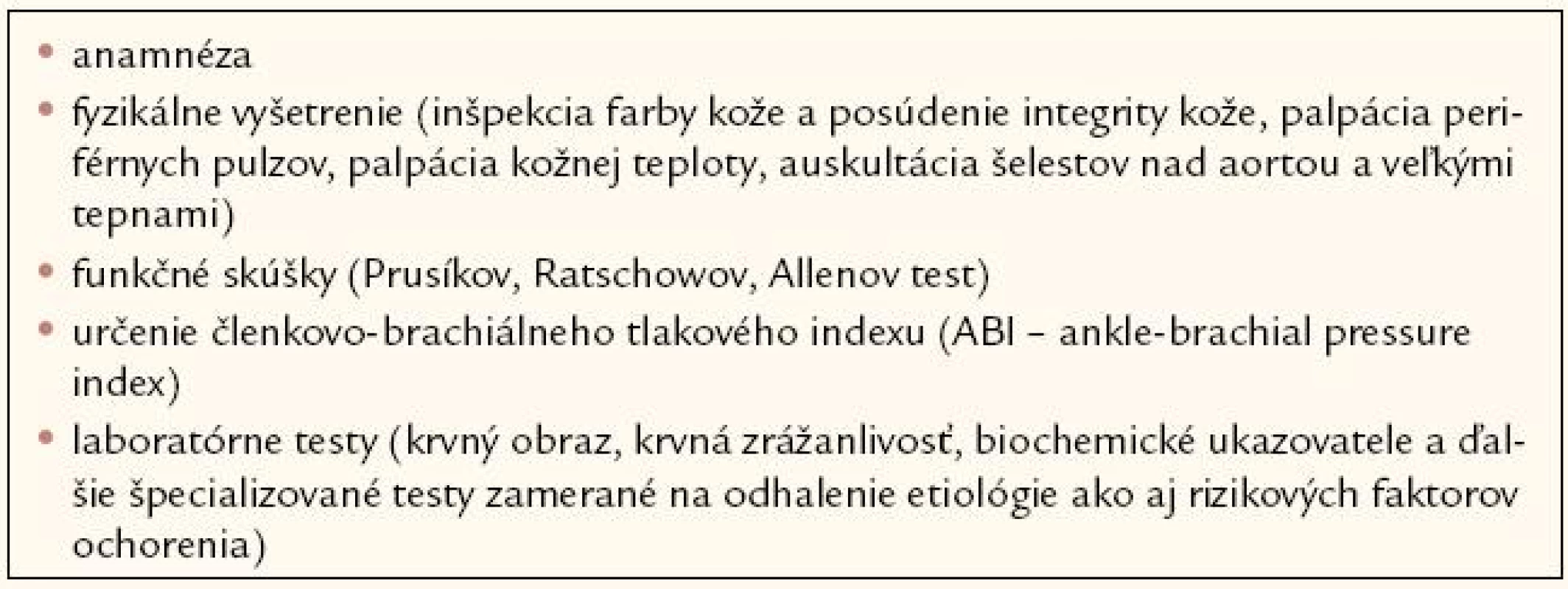 Základné diagnostické metódy PAO.