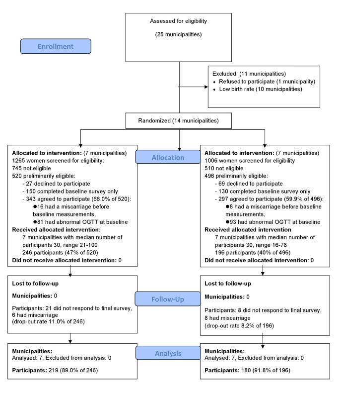 CONSORT flow diagram of the cluster-randomized trial.