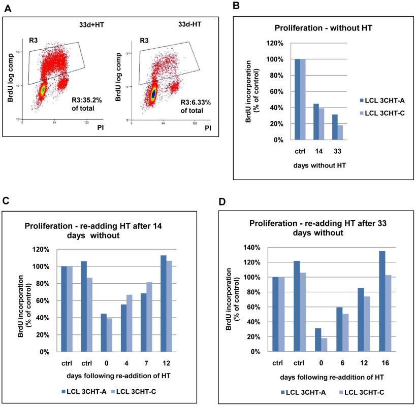 Proliferation of LCL 3CHT after inactivation and reactivation of EBNA3C.