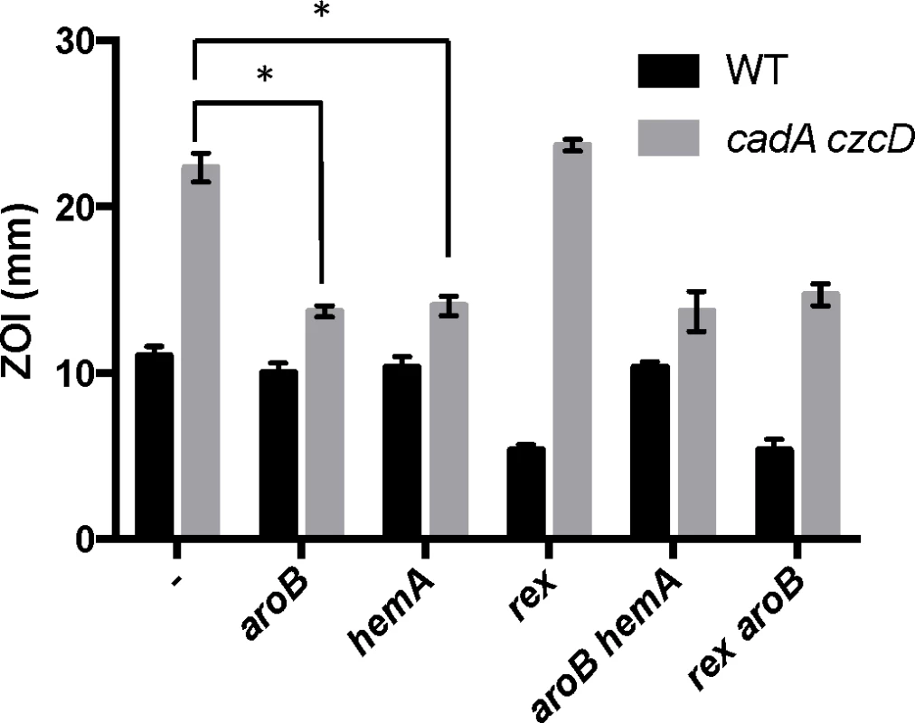Characterization of Zn(II) resistant suppressors isolated from a Zn(II) efflux deficient mutant.