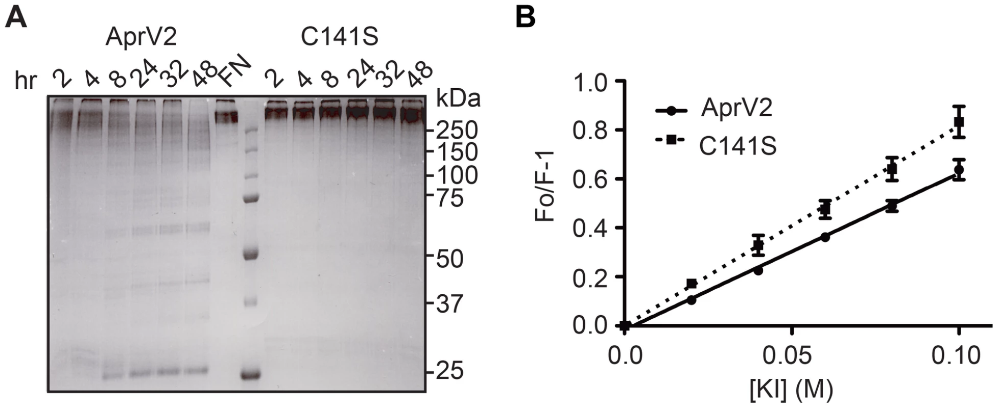 Characterisation of AprV2.C141S derivative.