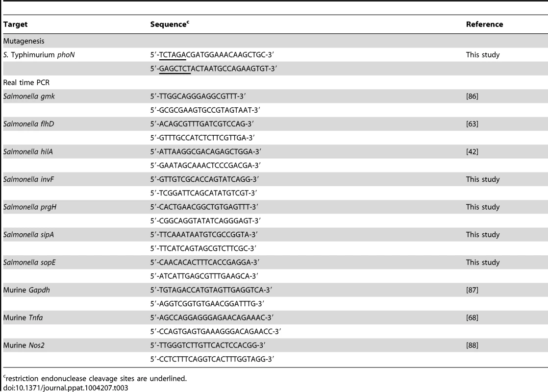 Primers used in this study.