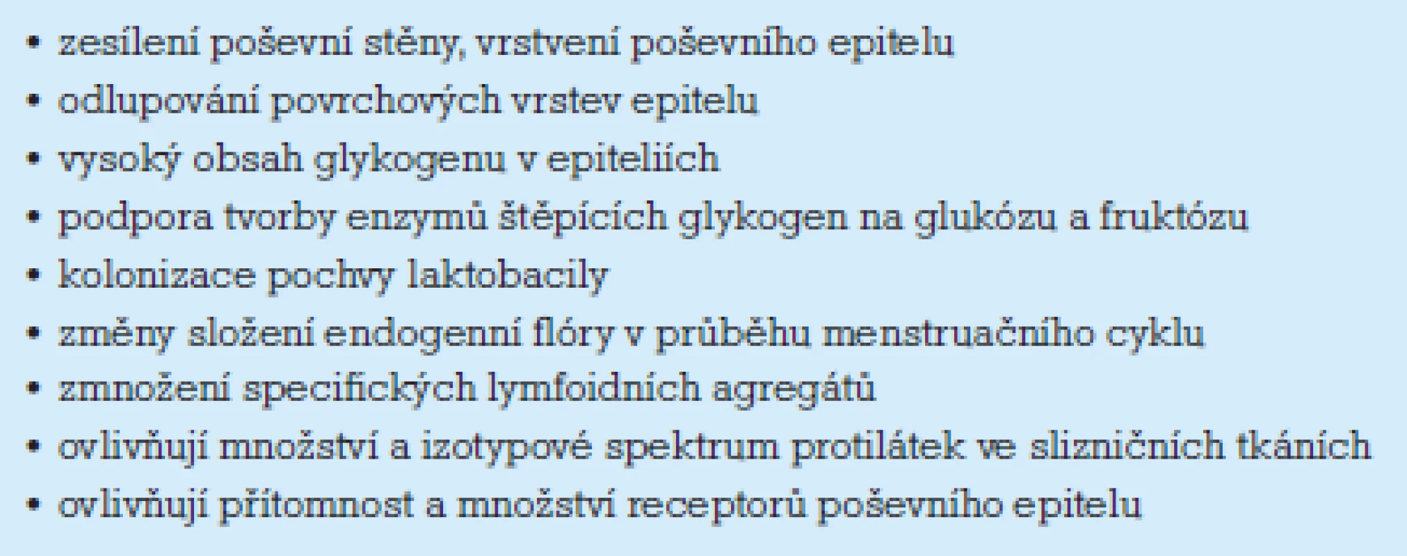 Účinek estrogenů na pochvu.