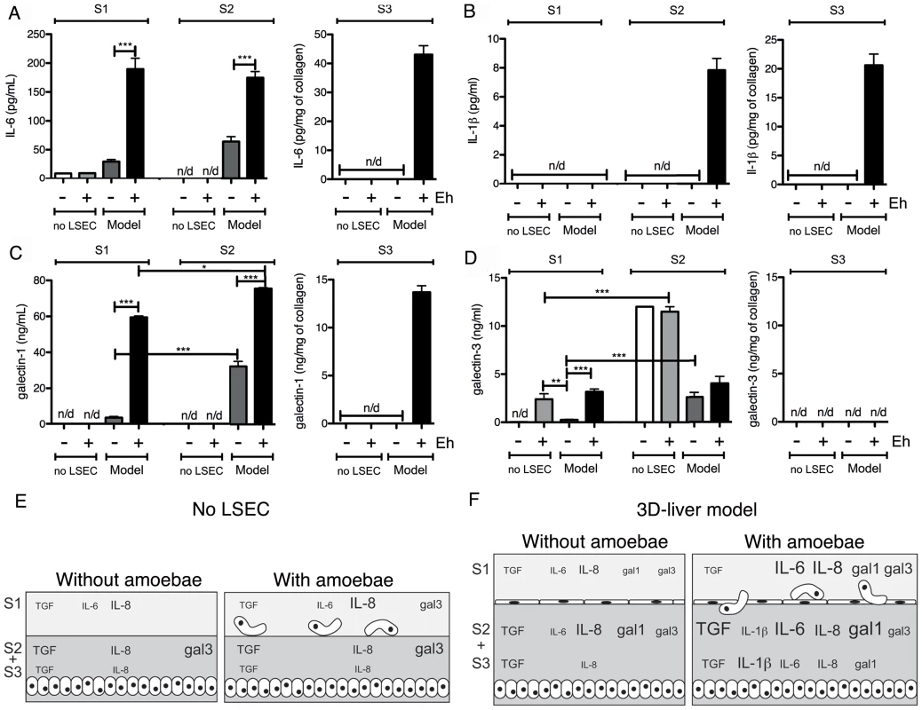 Human cytokine and growth factor profile in the absence or the presence of <i>E. histolytica</i>.