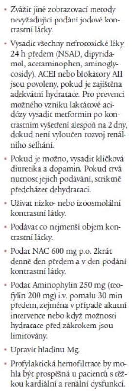 Doporučení pro prevenci CMIN [8].