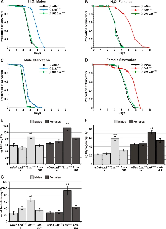 <i>Lnk</i> mediates responses to oxidative stress and starvation and is required for metabolic regulation.