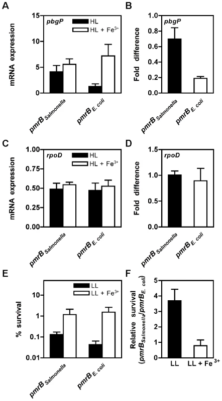 <i>E. coli</i> expressing the <i>Salmonella pmrB</i> gene display low Mg<sup>2+</sup>-promoted <i>pbgP</i> transcription and resistance to polymyxin B.