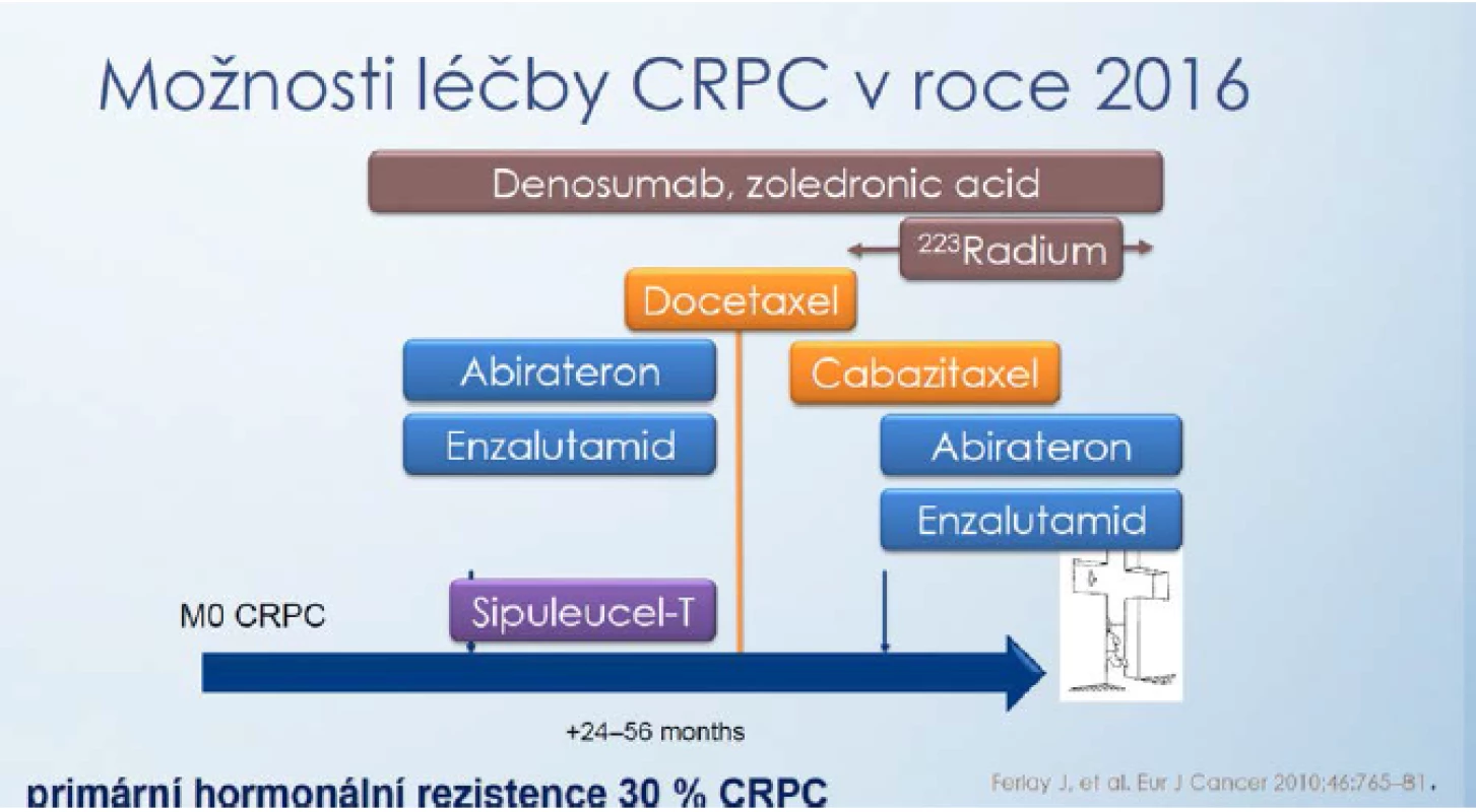 Přehled možností léčby CRPC (upraveno podle Ferlay [13])
Fig. 1 Overview of treatment options for CRPC (adapted according to Ferlay [13])