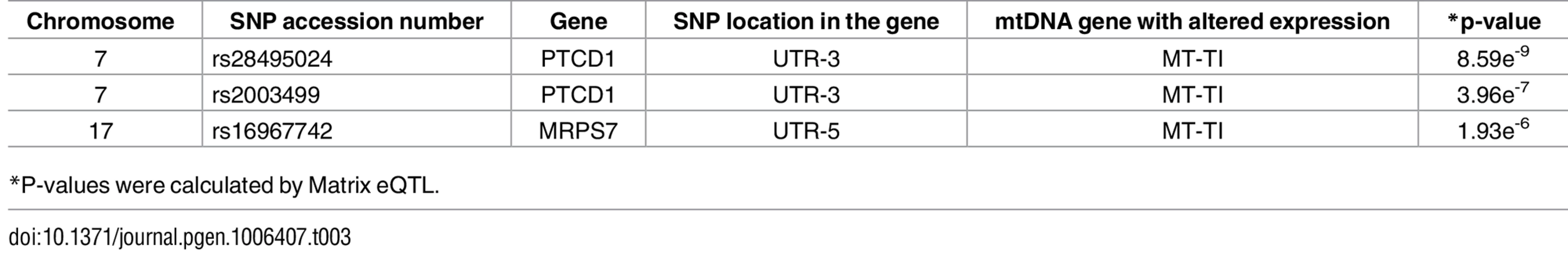 nDNA SNPs that associate with the African-Caucasian differences in mtDNA expression in the tRNA dataset.