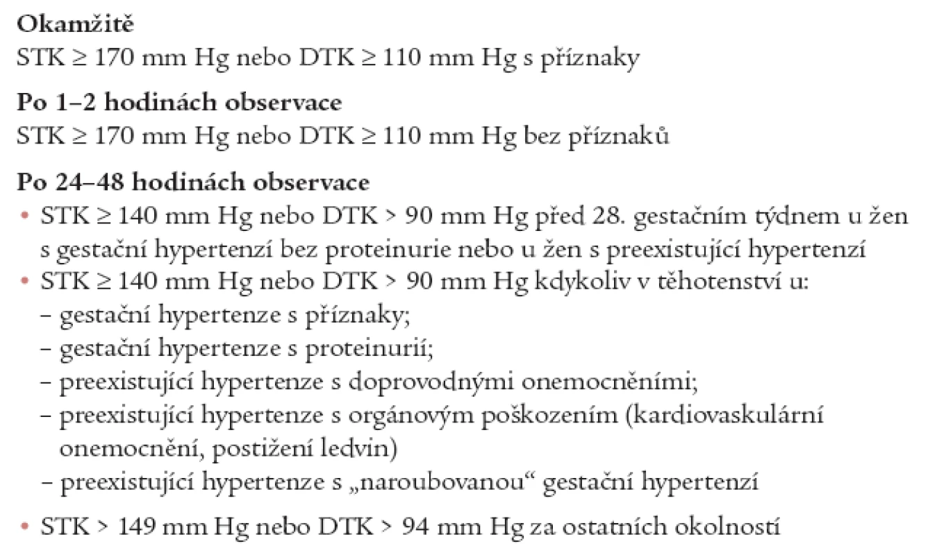 Zahájení medikamentózní léčby hypertenze.