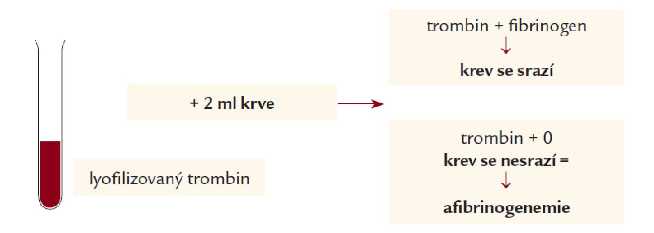 Orientační test srážení krve s trombinem.