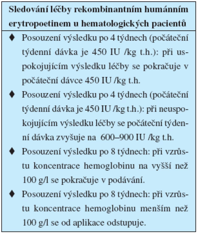 Sledování léčby rekombinantním humánním erytropoetinem