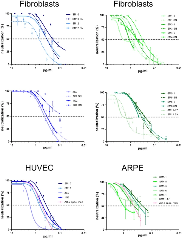 Neutralization capacity of Dom I- and Dom II-specific mabs.