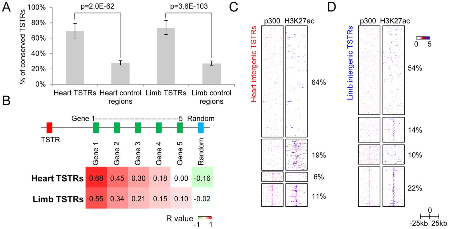 Intergenic regions marked by tissue-specific RNA expression may represent regulatory enhancer elements.