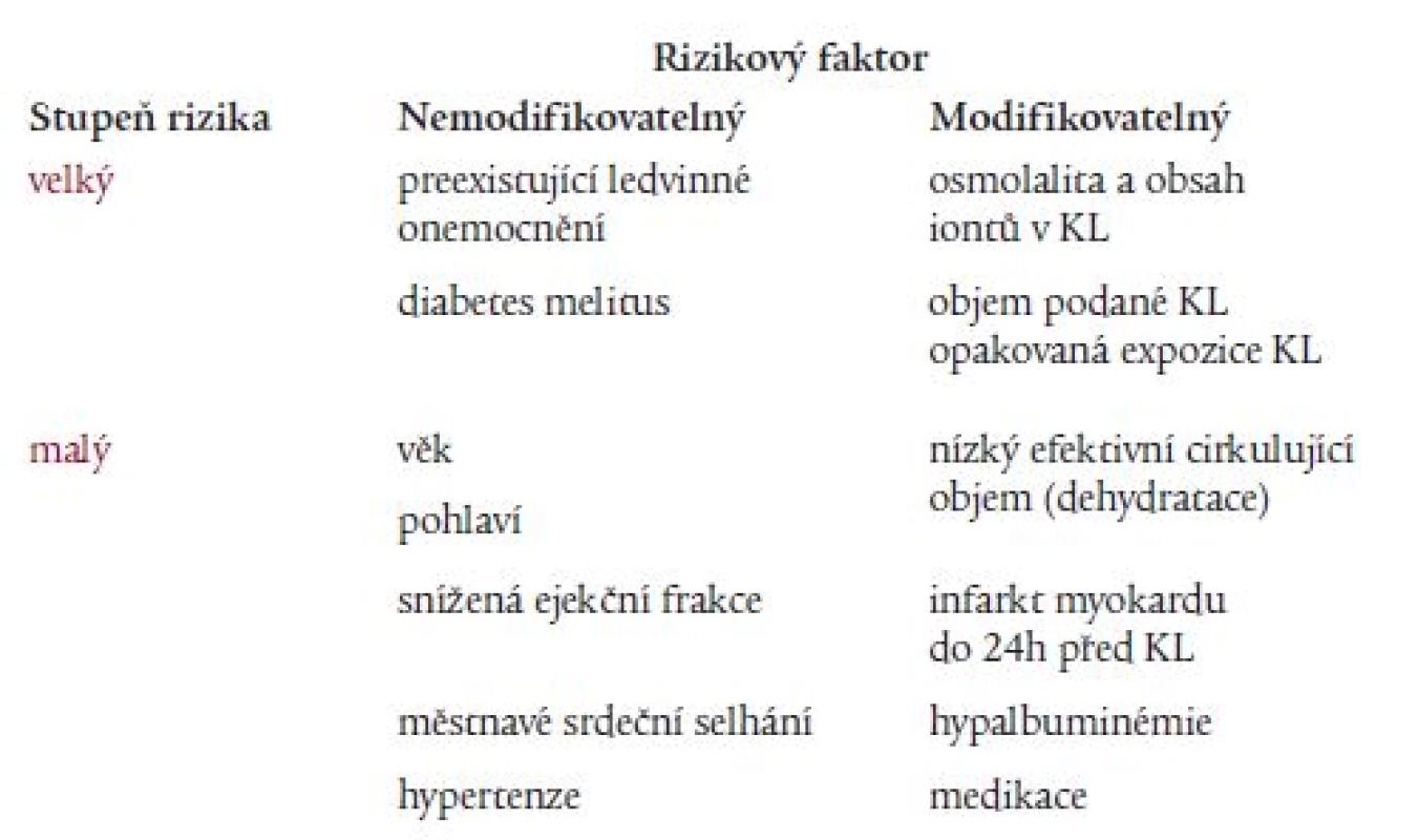Rizikové faktory pro rozvoj CMIN [3].