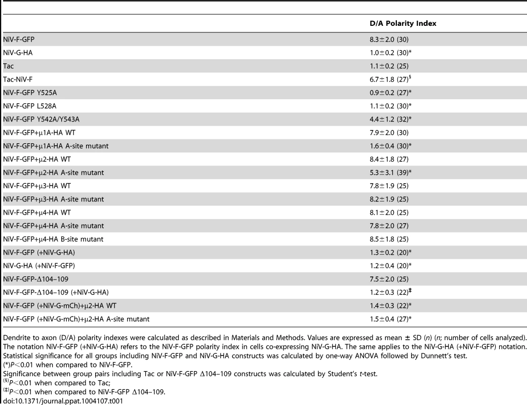 Quantification of NiV-F and NiV-G sorting into somatodendritic and axonal domains of rat hippocampal neurons.
