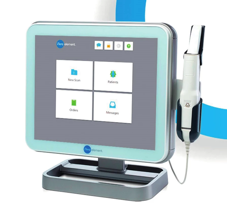 Intraorální skenovací systém iTero<sup>®</sup>, Align Technology (převzato z: <a href="http://www.marketwired.com/press-release/align-technology-announces-next-generation-iteror-element-intraoral-scanner-nasdaq-algn-1998354.htm">http://www.marketwired.com/press-release/align-technology-announces-next-generation-iteror-element-intraoral-scanner-nasdaq-algn-1998354.htm</a>, <a href="http://www.invisalign-chicago.com/itero-digital-scanning/">http://www.invisalign-chicago.com/itero-digital-scanning</a>)