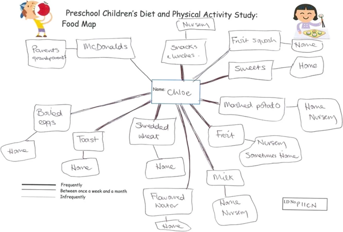 Example of child’s completed food map