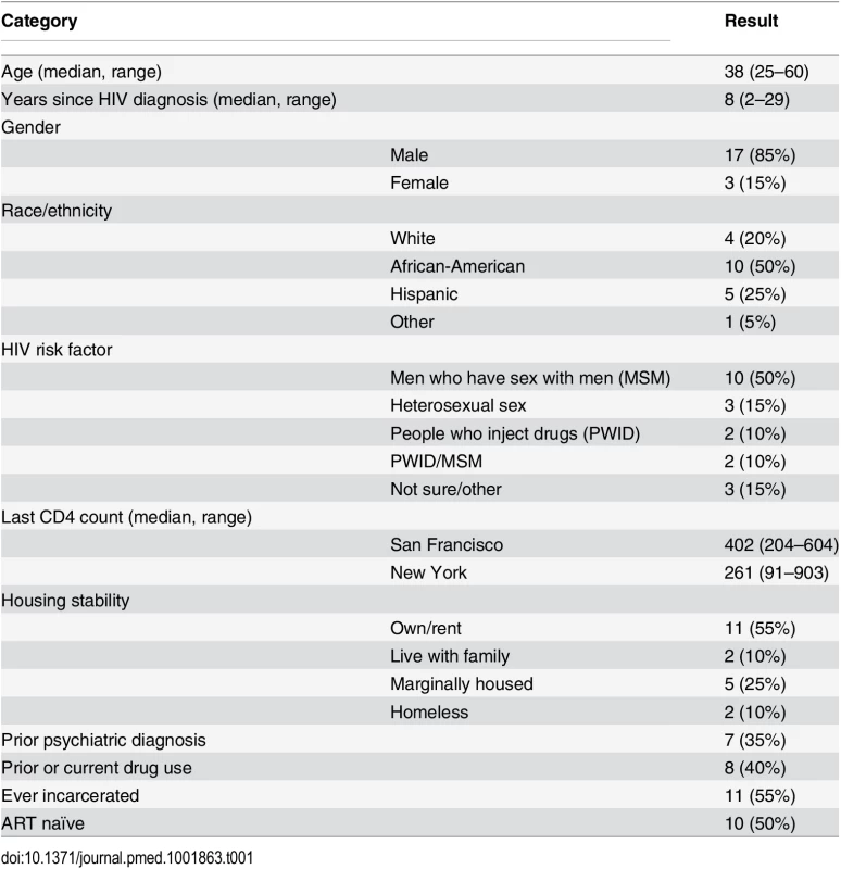 Patient characteristics (<i>n</i> = 20).