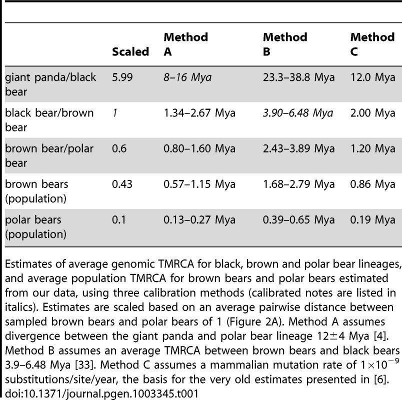 Estimates of genomic TMRCA.
